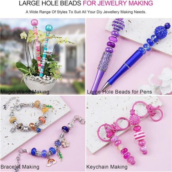 100Pcs Large Hole Beads Spacer Bead Mixed Color Assorted European Craft Big - Picture 3 of 6